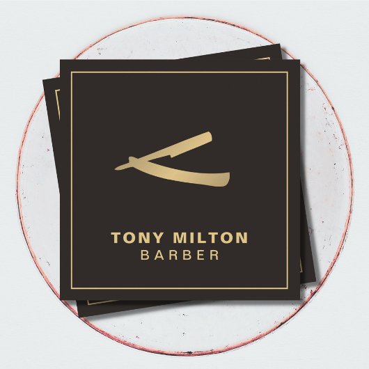 Minimalistisch elegant donkerbruin, goudkleurig vierkante visitekaartje