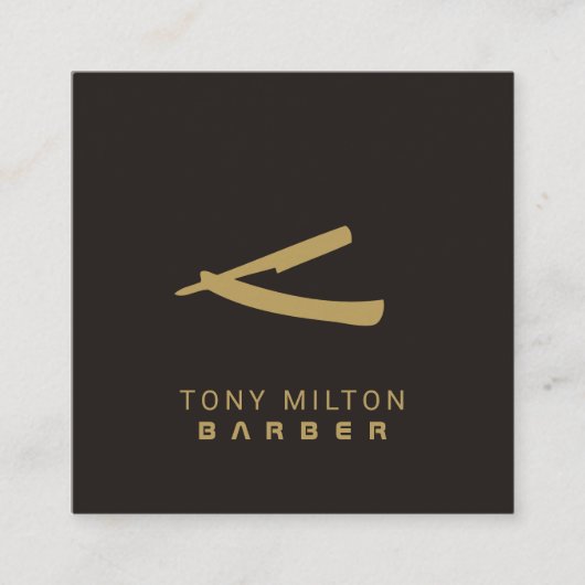 Minimalistisch elegant donkerbruin, goudkleurig vierkante visitekaartje (Voorkant)