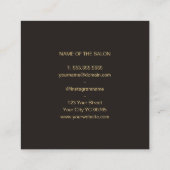 Minimalistisch elegant donkerbruin, goudkleurig vierkante visitekaartje (Achterkant)