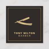 Minimalistisch elegant donkerbruin, goudkleurig vierkante visitekaartje (Voorkant)