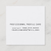 Minimalistisch elegant dunne script op wit vierkante visitekaartje (Achterkant)