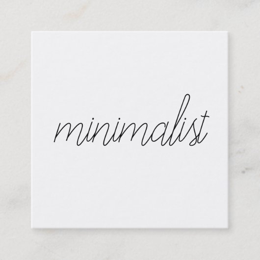 Minimalistisch elegant dunne script op wit vierkante visitekaartje (Voorkant)