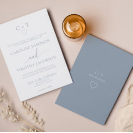 Minimalistisch Elegant Dusty Blue Wedding Kaart
