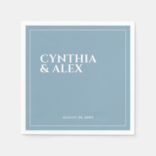 Minimalistisch Elegant Dusty Blue Wedding Servet (Voorkant)
