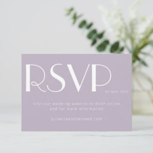 Minimalistisch Elegant Dusty Lila Deco Wedding Onl RSVP Kaartje