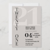 Minimalistisch Elegant Eenentwintig 21ste Verjaard Kaart (Voorkant)