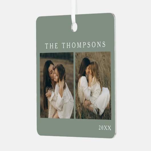 Minimalistisch Elegant Eenvoudig 4 Foto Wijze Kers Metalen Ornament (Voorkant links)