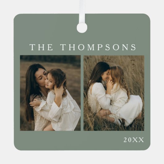 Minimalistisch Elegant Eenvoudig 4 Foto Wijze Kers Metalen Ornament (Voorkant)