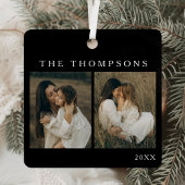 Minimalistisch Elegant Eenvoudig 4 Foto Zwart Kers Metalen Ornament