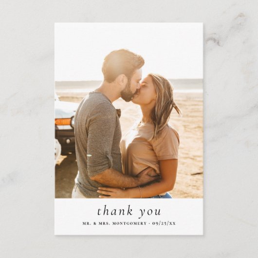 Minimalistisch & Elegant Eenvoudig Fotohuwelijk Bedankkaart (Voorkant)