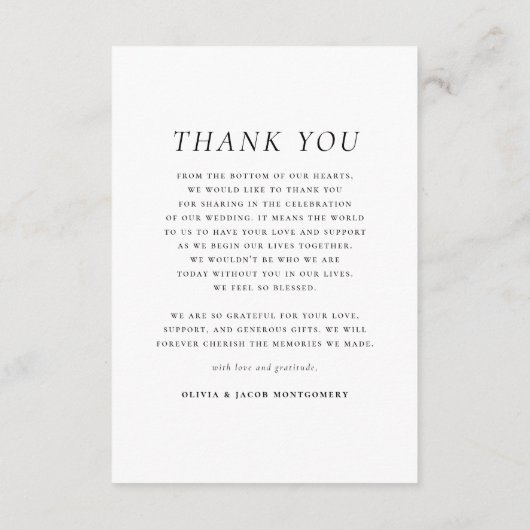 Minimalistisch & Elegant Eenvoudig Fotohuwelijk Bedankkaart (Achterkant)