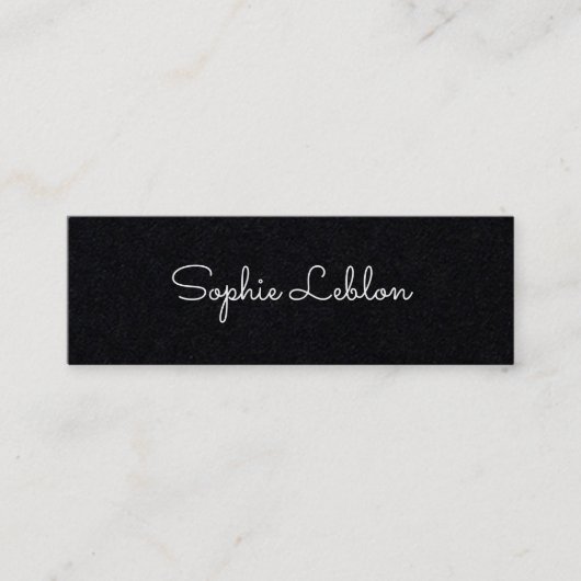 Minimalistisch elegant eenvoudig premium zwart mini visitekaartje (Voorkant)