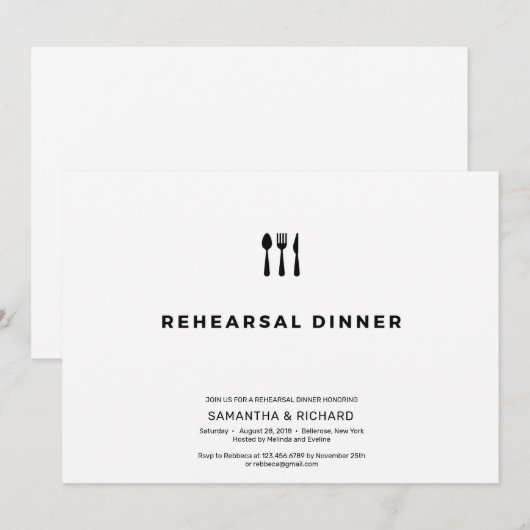 Minimalistisch elegant eenvoudig repetitiediner kaart (Voorkant / Achterkant)