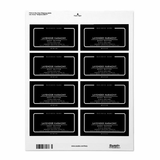 Minimalistisch elegant, eenvoudig zwart wit etiket (Full Sheet)