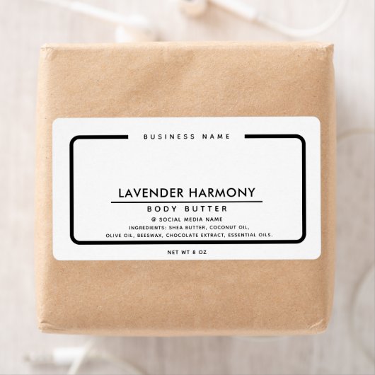 Minimalistisch elegant, eenvoudig zwart wit etiket (Insitu)