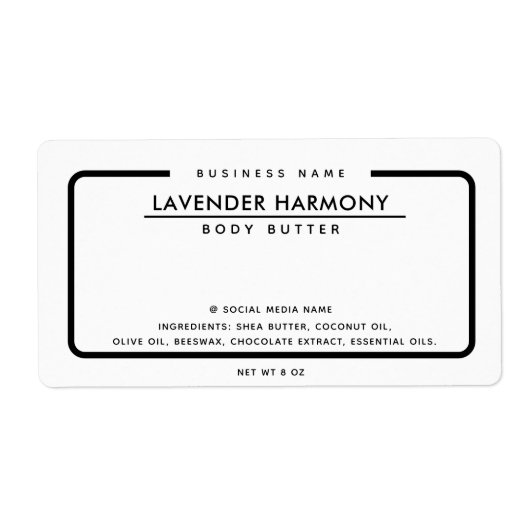 Minimalistisch elegant, eenvoudig zwart wit etiket (Voorkant)