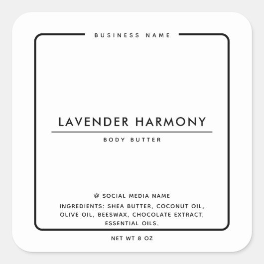 Minimalistisch elegant, eenvoudig zwart wit vierkante sticker (Voorkant)