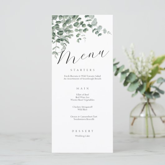 Minimalistisch Elegant Eenvoudige Kalligrafie Brui Menu (Staand voorkant)