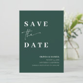 Minimalistisch Elegant Emerald Green Save the Date Kaart (Staand voorkant)