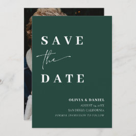 Minimalistisch Elegant Emerald Green Save the Date Kaart