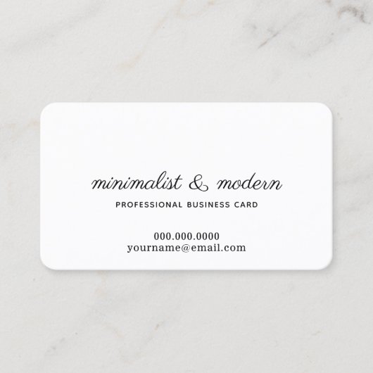 minimalistisch, elegant en modern wit professional visitekaartje (Voorkant)