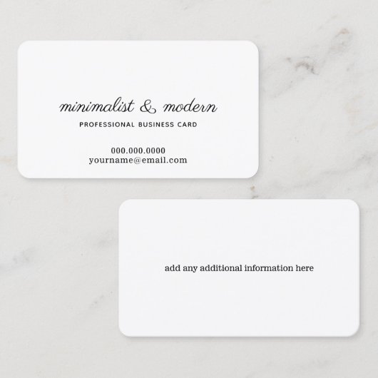 minimalistisch, elegant en modern wit professional visitekaartje (Voorkant / Achterkant)