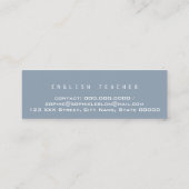 Minimalistisch elegant Engels leraar astenblauw Mini Visitekaartje (Achterkant)