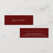 Minimalistisch Elegant Engels Leraar Donkerrood Mini Visitekaartje (Voorkant / Achterkant)