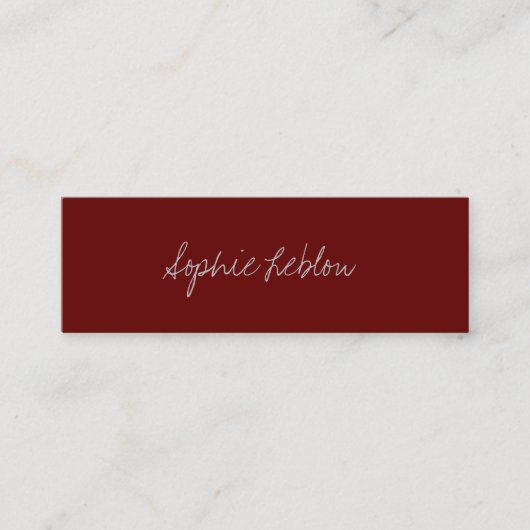 Minimalistisch Elegant Engels Leraar Donkerrood Mini Visitekaartje (Voorkant)