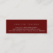 Minimalistisch Elegant Engels Leraar Donkerrood Mini Visitekaartje (Achterkant)