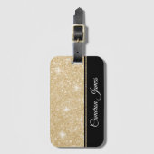 Minimalistisch Elegant Faux Gold Glitter en Zwart Bagagelabel (Voorkant (verticaal))