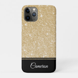 Minimalistisch Elegant Faux Gold Glitter en Zwart Case-Mate iPhone Case