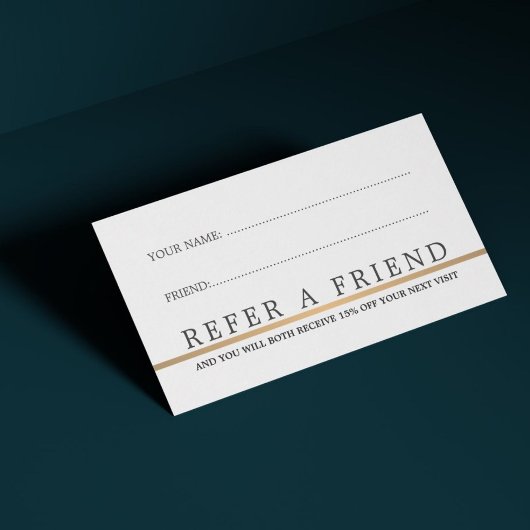 Minimalistisch Elegant Faux Gold Line Verwijs een  Aanbevelingskaartje
