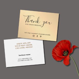 Minimalistisch elegant Faux Golden Bedankt Coupon Visitekaartje