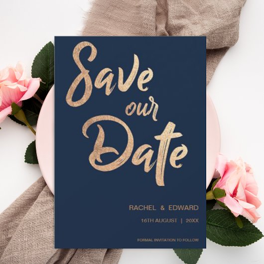 Minimalistisch Elegant Faux Roos Gold Wedding Save The Date