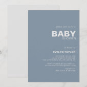 Minimalistisch Elegant Foral Blue Baby shower Kaart (Voorkant / Achterkant)