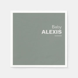 Minimalistisch Elegant Foral Green Baby shower Servet