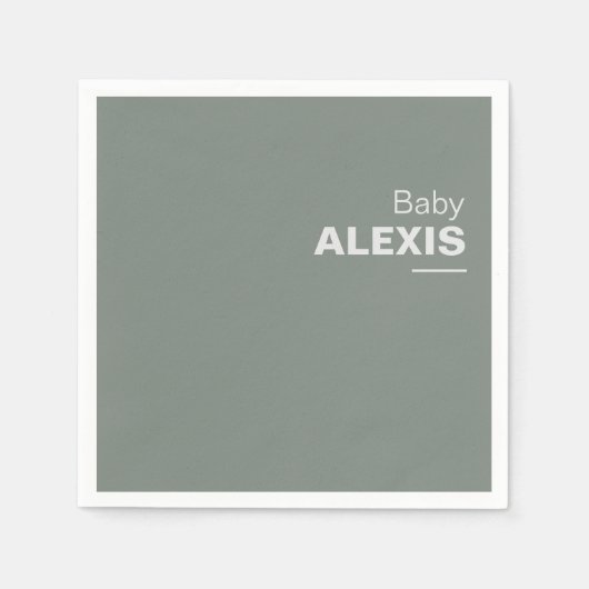 Minimalistisch Elegant Foral Green Baby shower Servet (Voorkant)