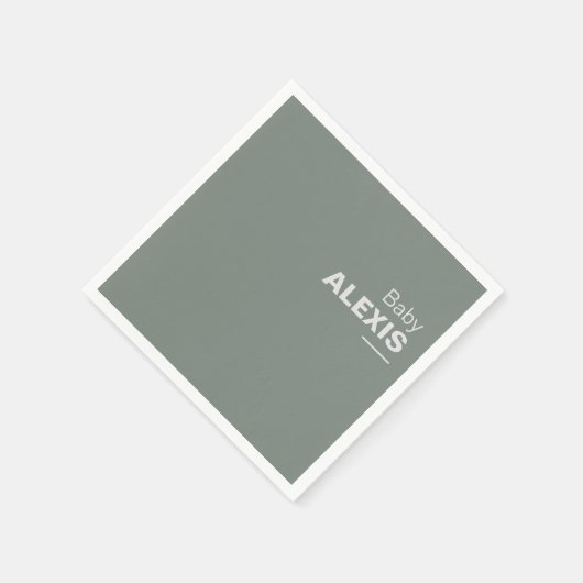 Minimalistisch Elegant Foral Green Baby shower Servet (Hoek)