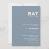 Minimalistisch elegant formaal blauw bat Mitzvah Kaart (Voorkant)