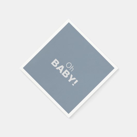 Minimalistisch Elegant Formal Blue Oh Baby shower Servet (Hoek)