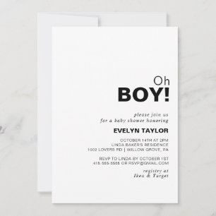 Minimalistisch Elegant Formal Oh Boy Baby shower Kaart