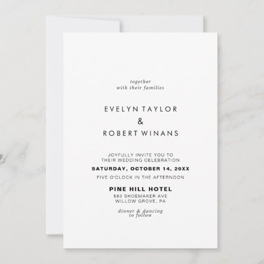 Minimalistisch elegant formeel front- en rughuweli kaart (Voorkant)