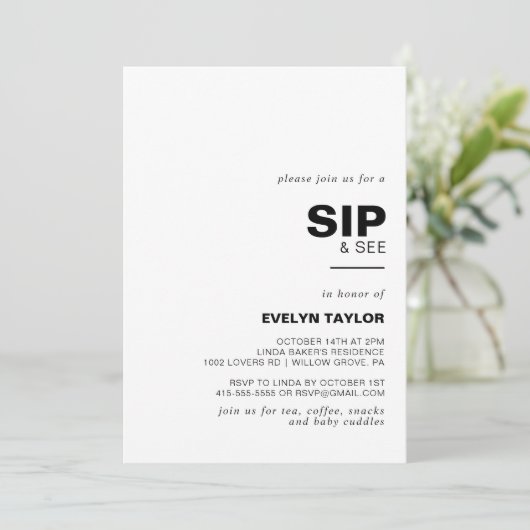 Minimalistisch elegant formeel Sip en zie Kaart (Staand voorkant)