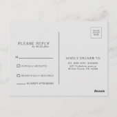 Minimalistisch elegant formeel zwart huwelijk Rsvp Briefkaart (Achterkant)