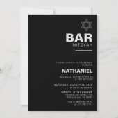 Minimalistisch elegant formele zwarte balk Mitzvah Kaart (Voorkant)