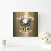 Minimalistisch Elegant Geborsteld Goud Golfontwerp Vierkante Klok (Huis)