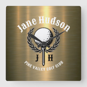 Minimalistisch Elegant Geborsteld Goud Golfontwerp Vierkante Klok