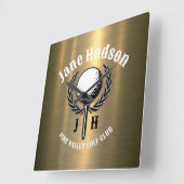 Minimalistisch Elegant Geborsteld Goud Golfontwerp Vierkante Klok (Hoek)