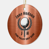 Minimalistisch Elegant Geborsteld Koper Golf Desig Keramisch Ornament (Links)